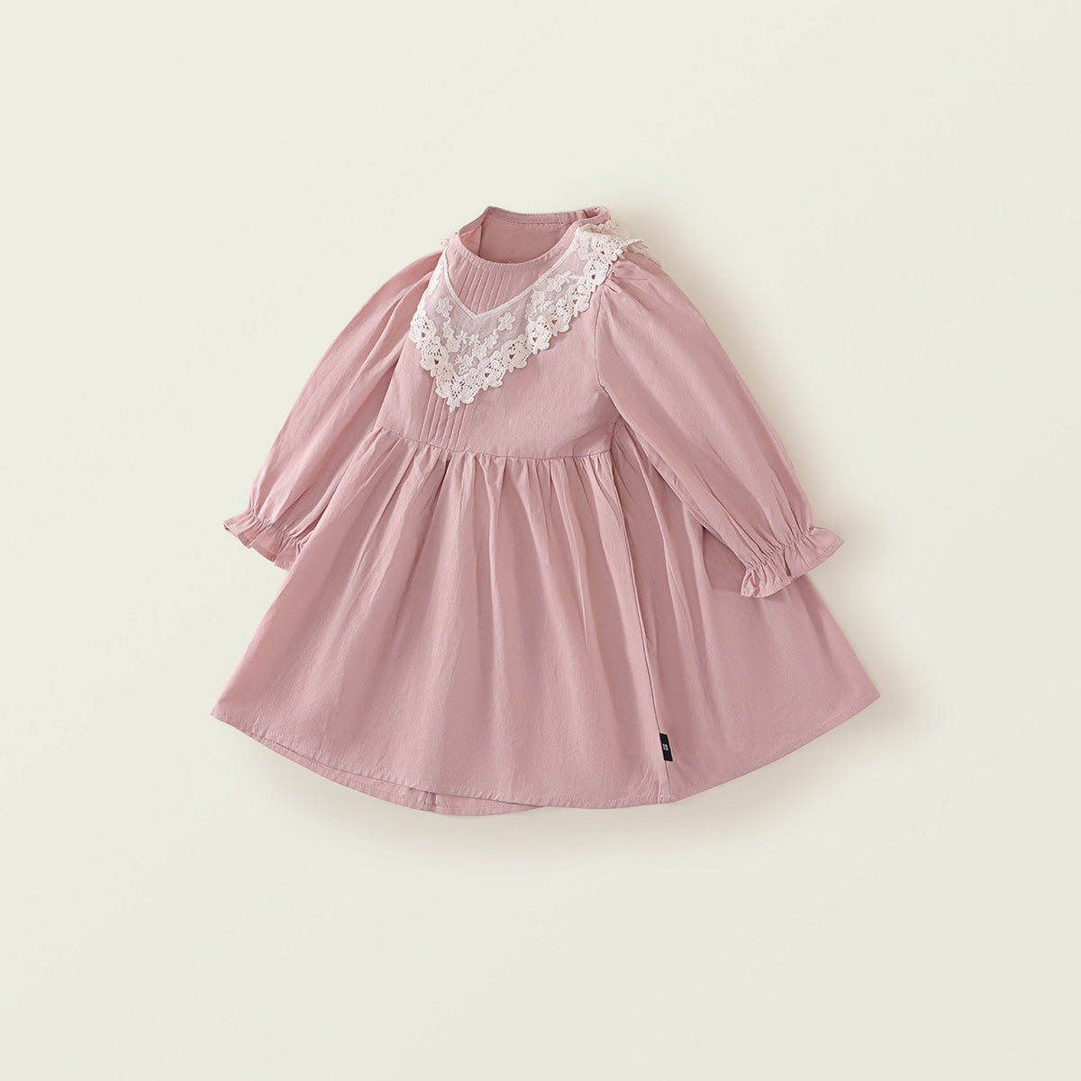 Girls' Pink Lace Sleeve Dress