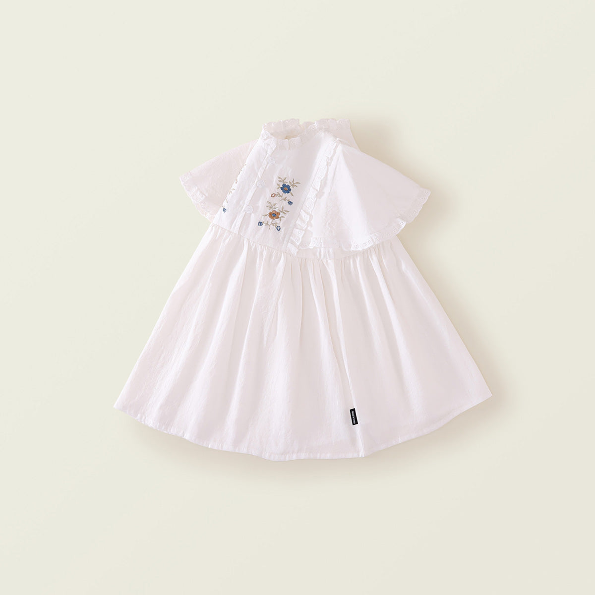 Girl's Cape-Style Embroidered Dress