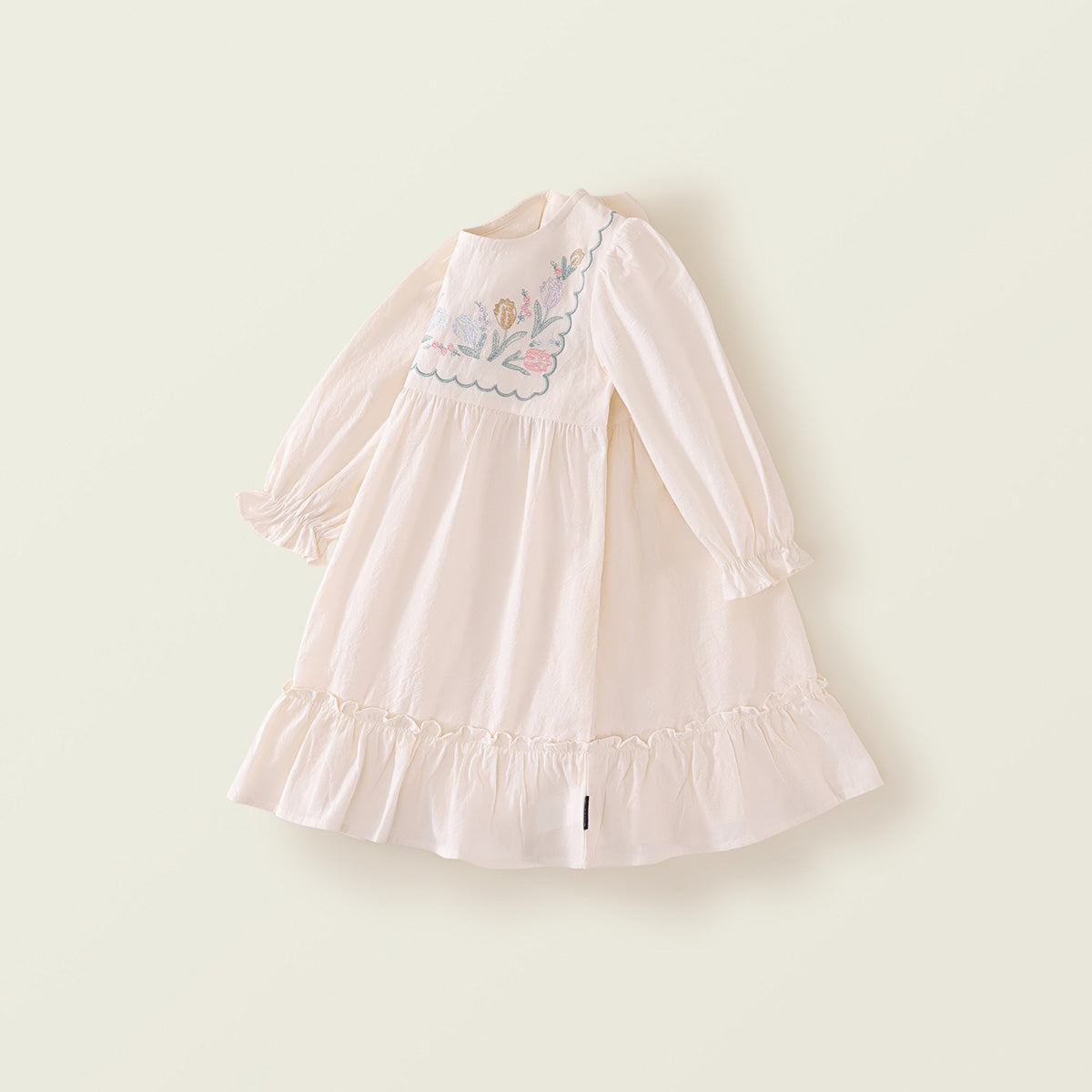 Girls' 2025 Spring Bubble Sleeve Dress