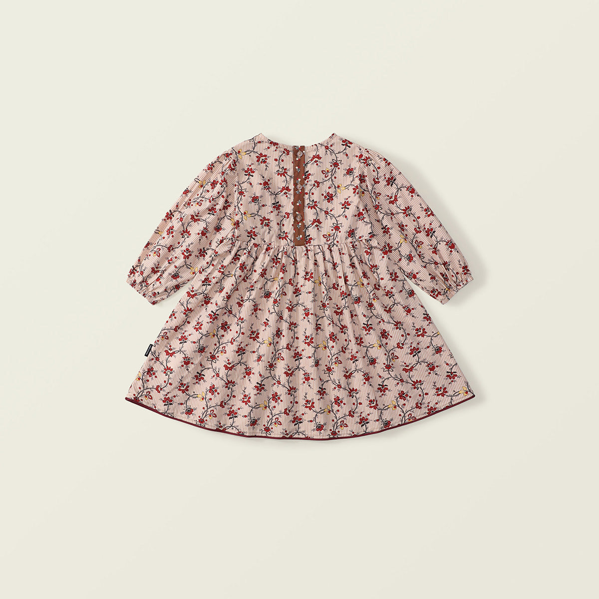 Girl's Vintage Floral Long-Sleeve Dress