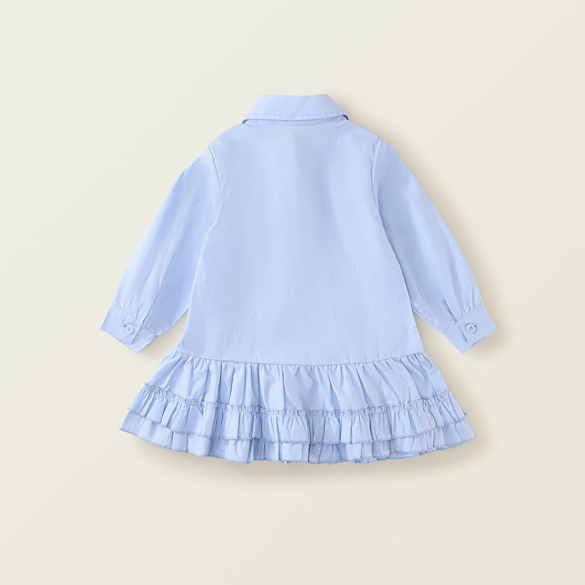 Girls' Blue Pleated Lace Dress - Spring New Arrival