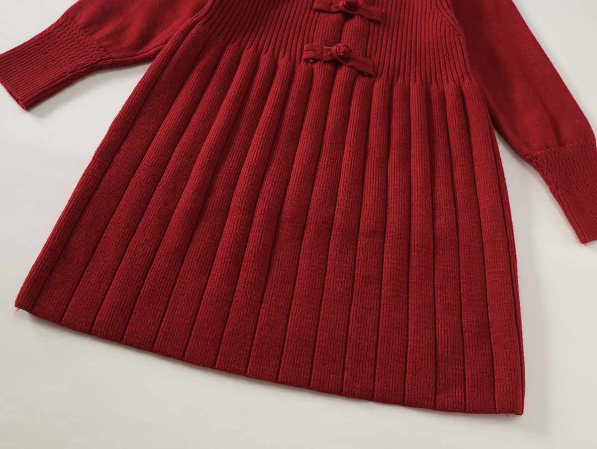 New Chinese Style Knit Dress for Girls-K5145776