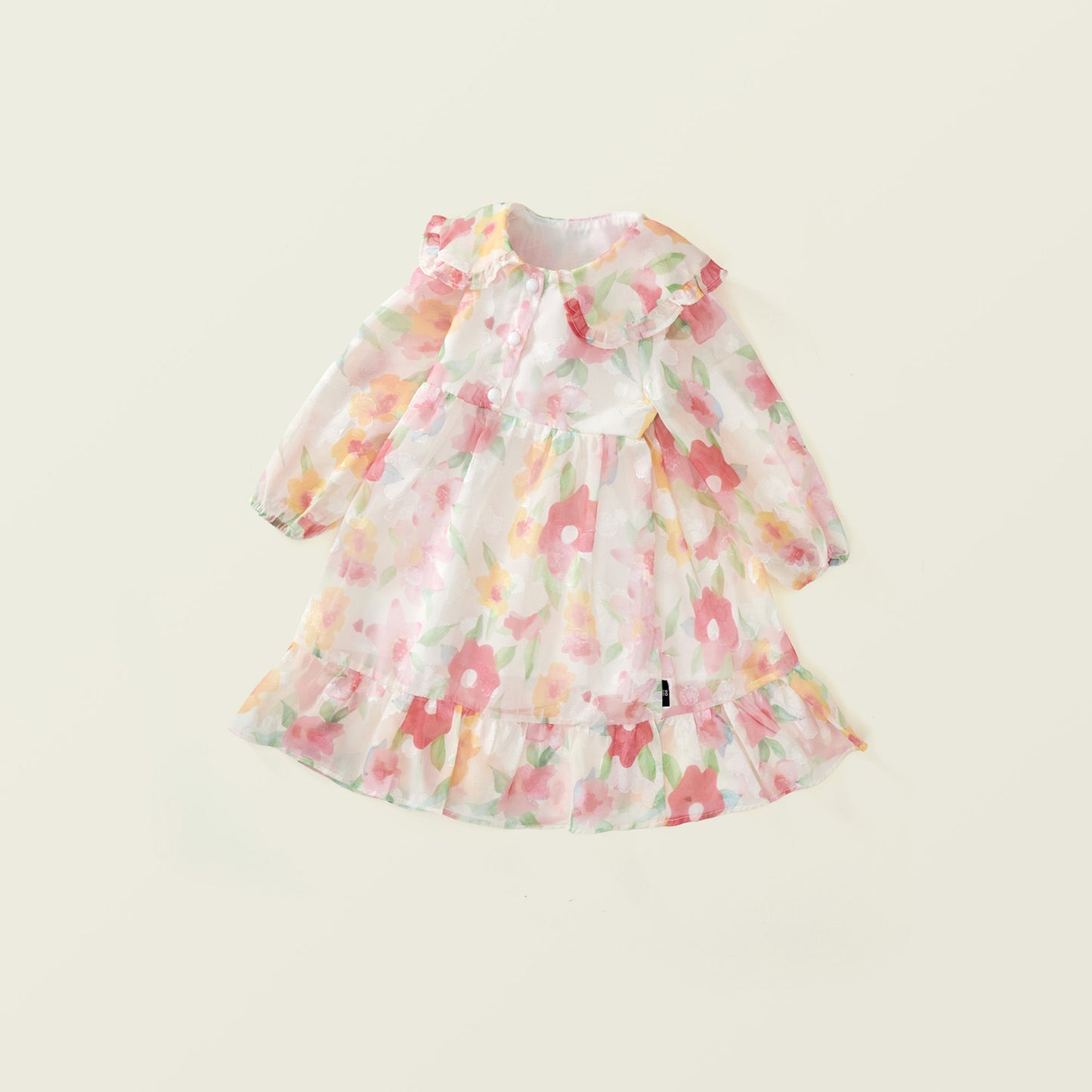 Girls Princess-Style Floral Chiffon Dress