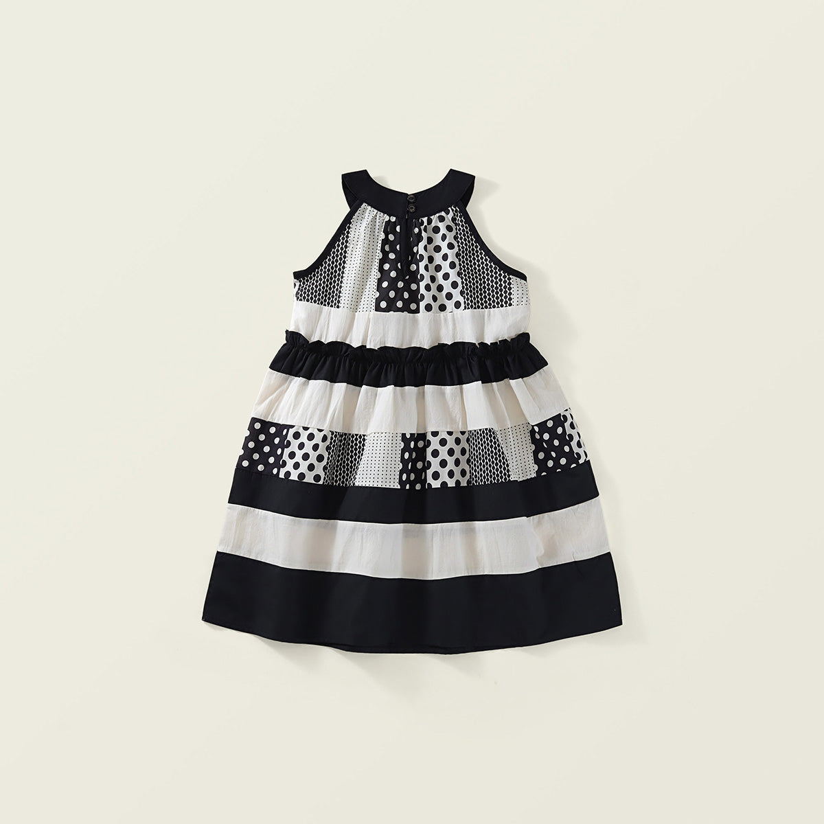 Monochrome Patchwork Halter Dress - K6125980