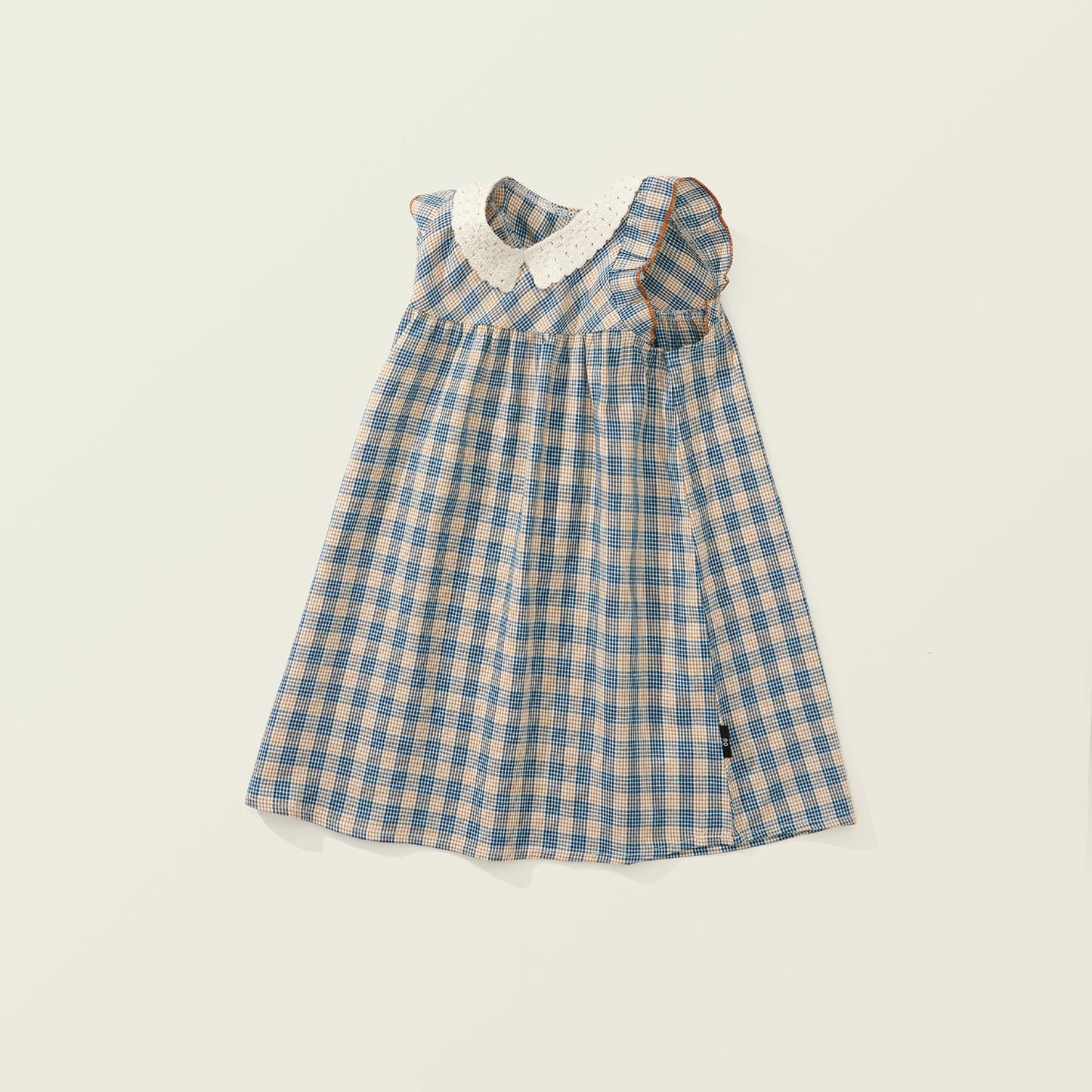 Girl's Lace & Cotton Grid Dress