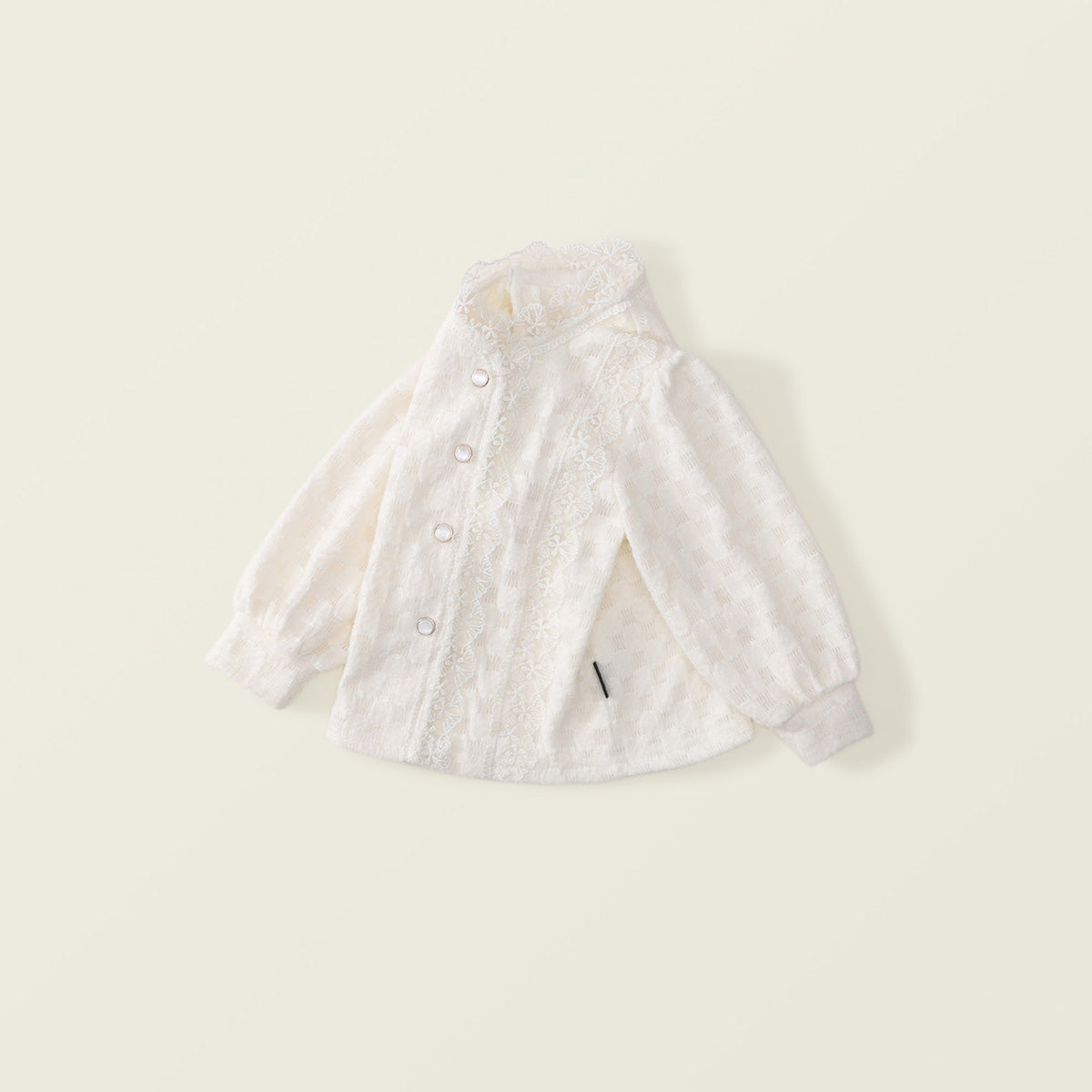 Girls Lace Trim Long Sleeve Tweed Cardigan