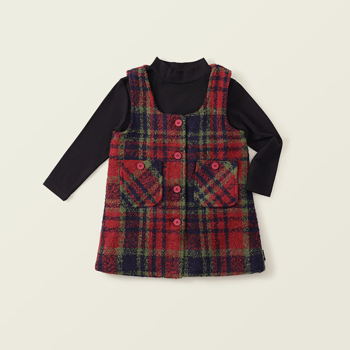Girl's Plaid Wool Pinafore Dress