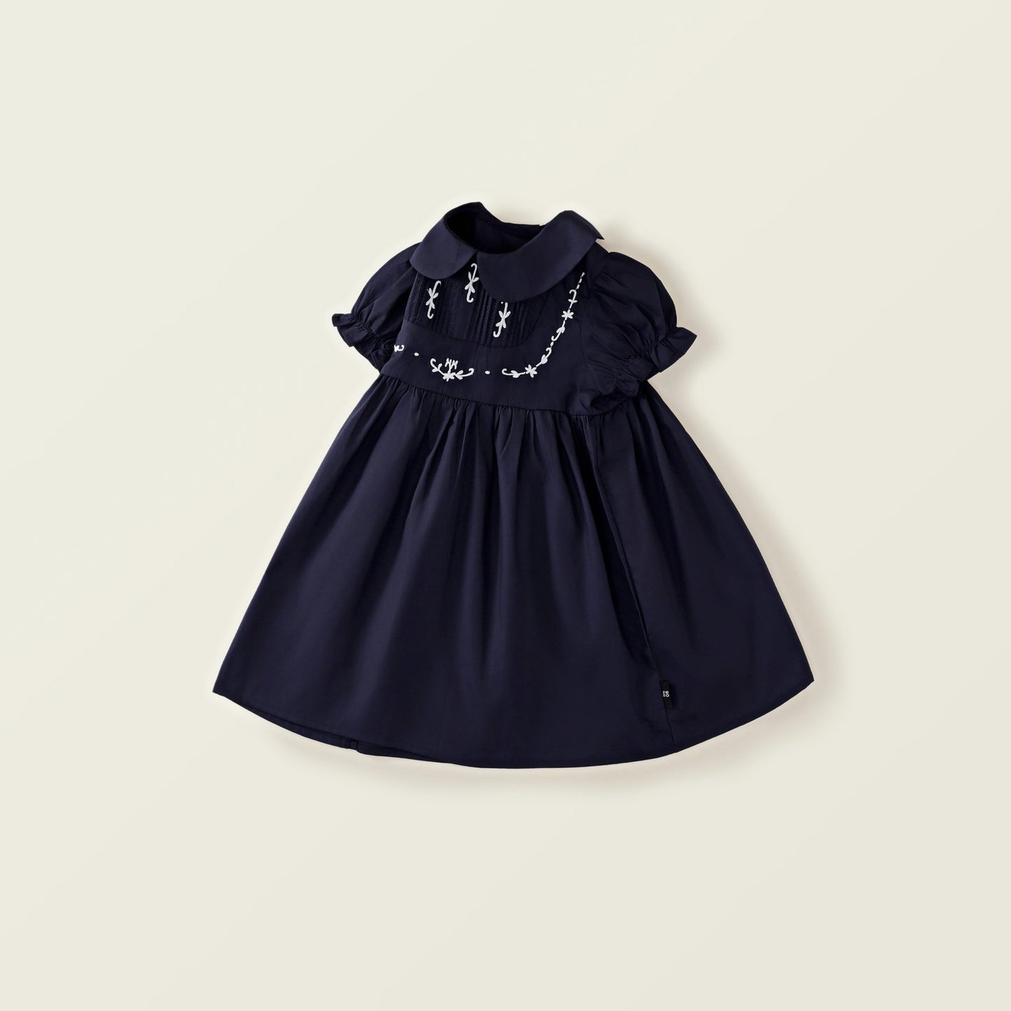 Girl's Navy Blue Embroidered Dress