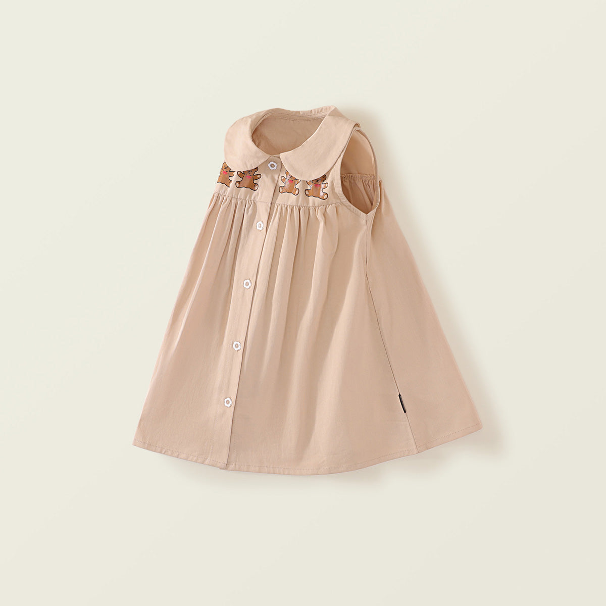 Girls' Summer Dress - Korean Style Doll Collar Bear Print Sleeveless