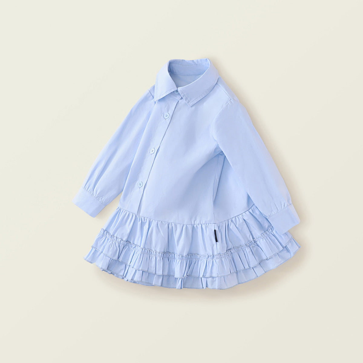 Girls' Blue Pleated Lace Dress - Spring New Arrival