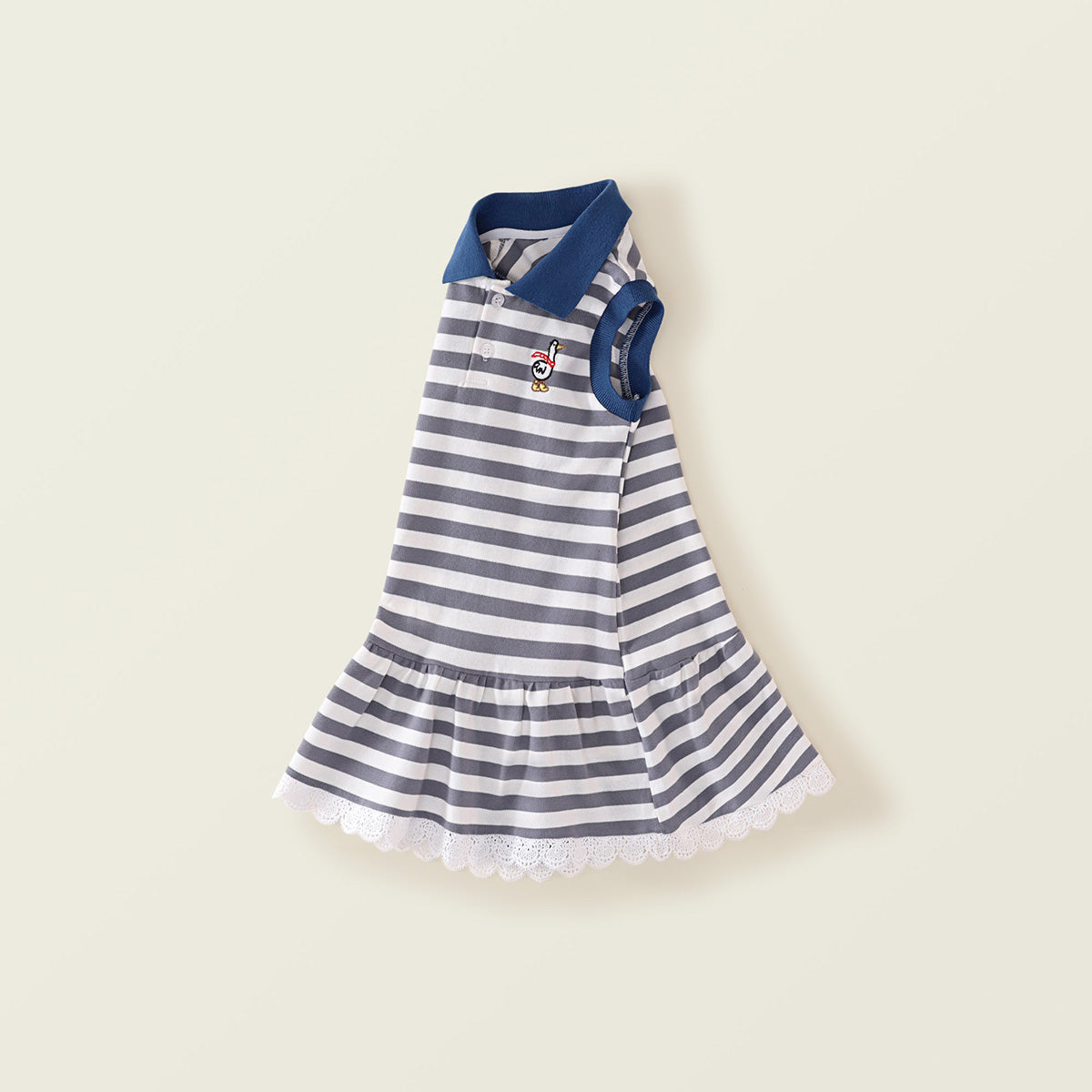 Girl's Blue Striped Polo Dress - 2025 Summer New Arrival
