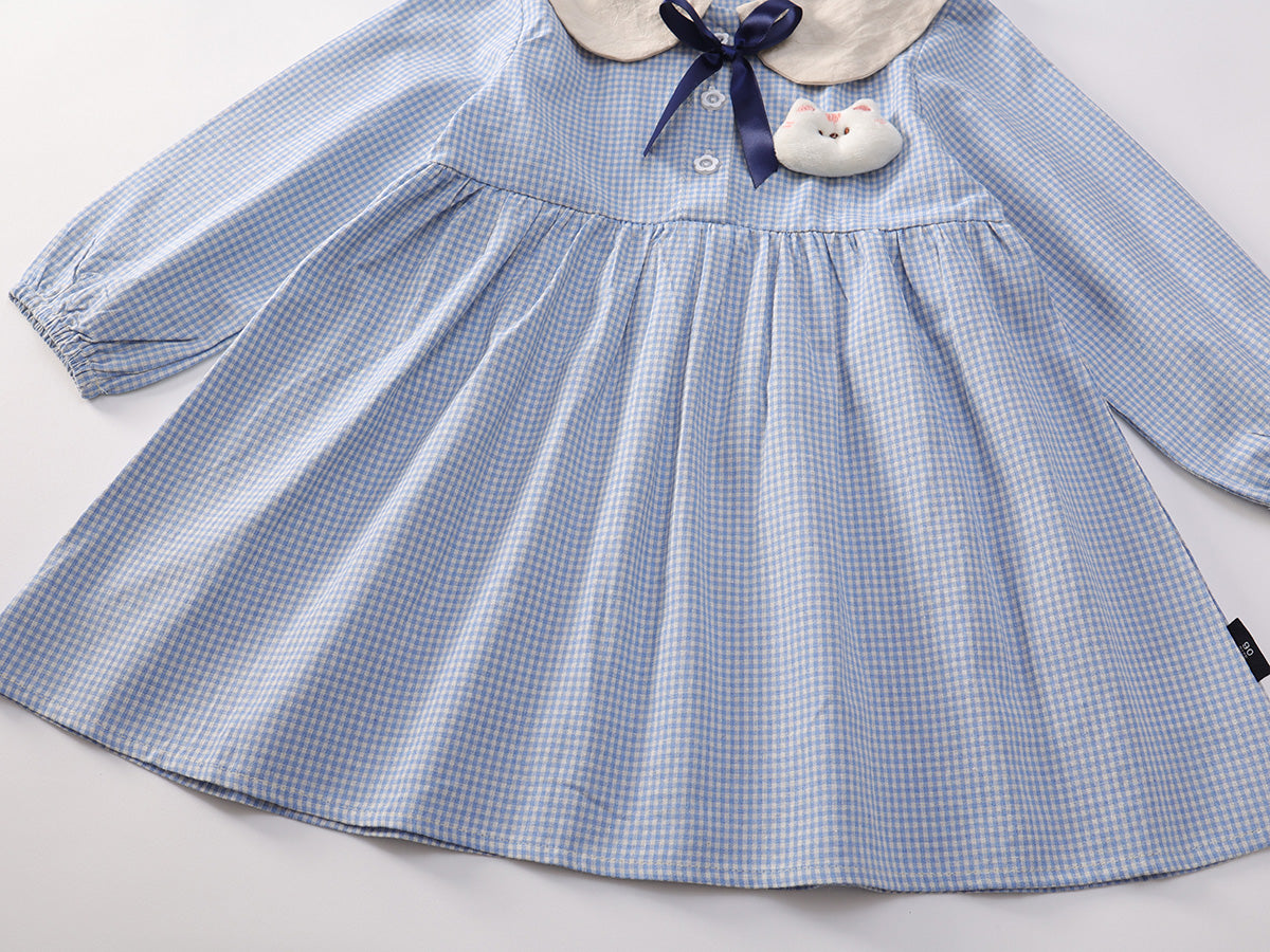 Girl's Blue Checkered Dress