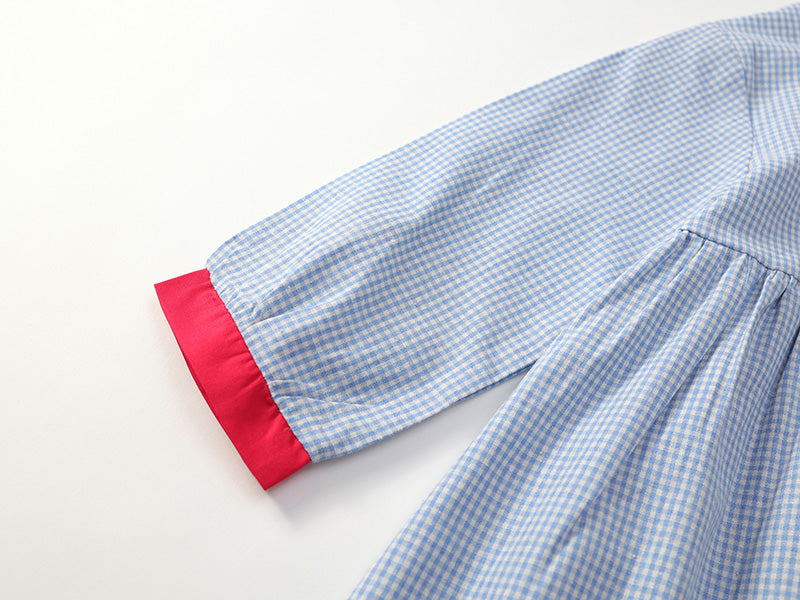 Girl's Blue Checkered Dress