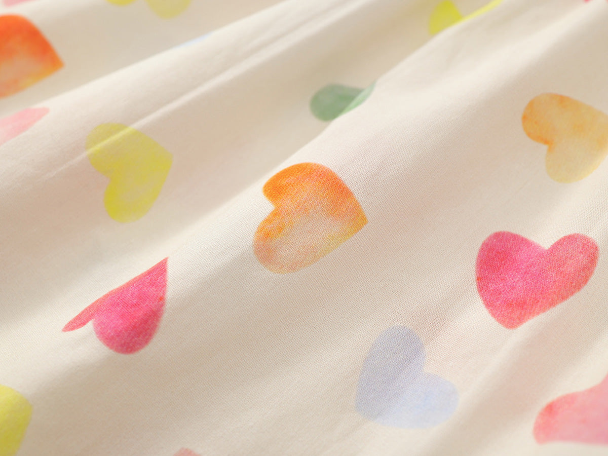 Girls' Flutter Sleeve Heart Print Dress