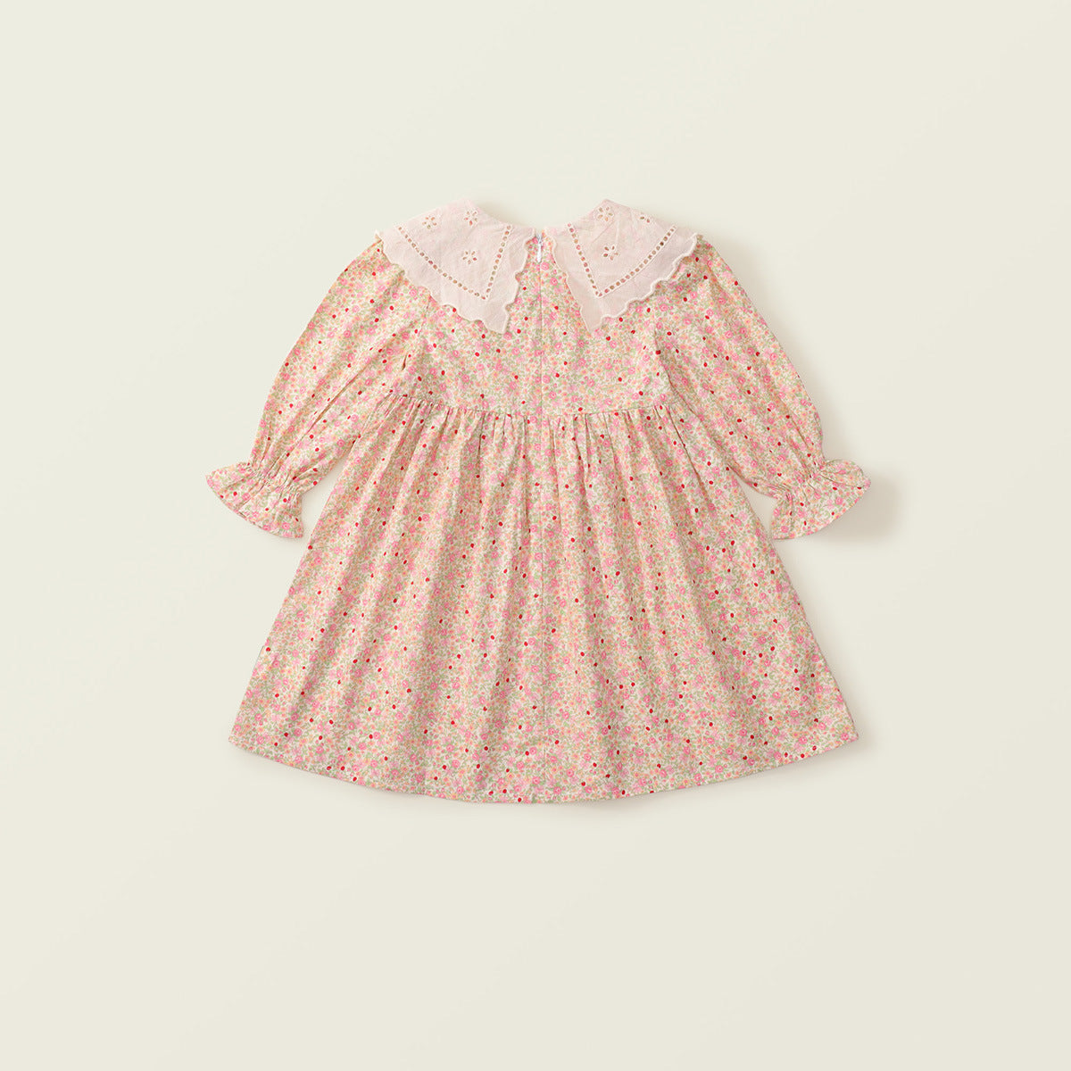 Girl Autumn Floral Lace Collar Dress