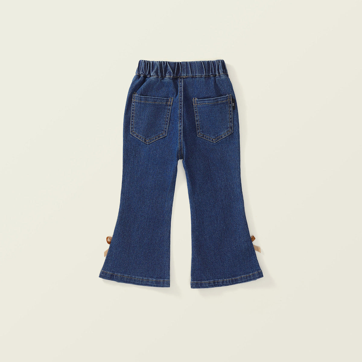Girls Korean-Style Bow Denim Flare Pants