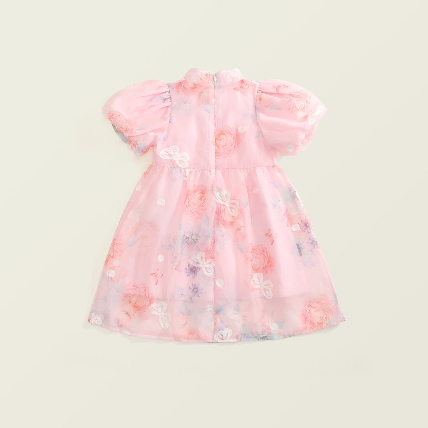 Girl's New Chinese-Style Bubble Sleeve Cheongsam Dress