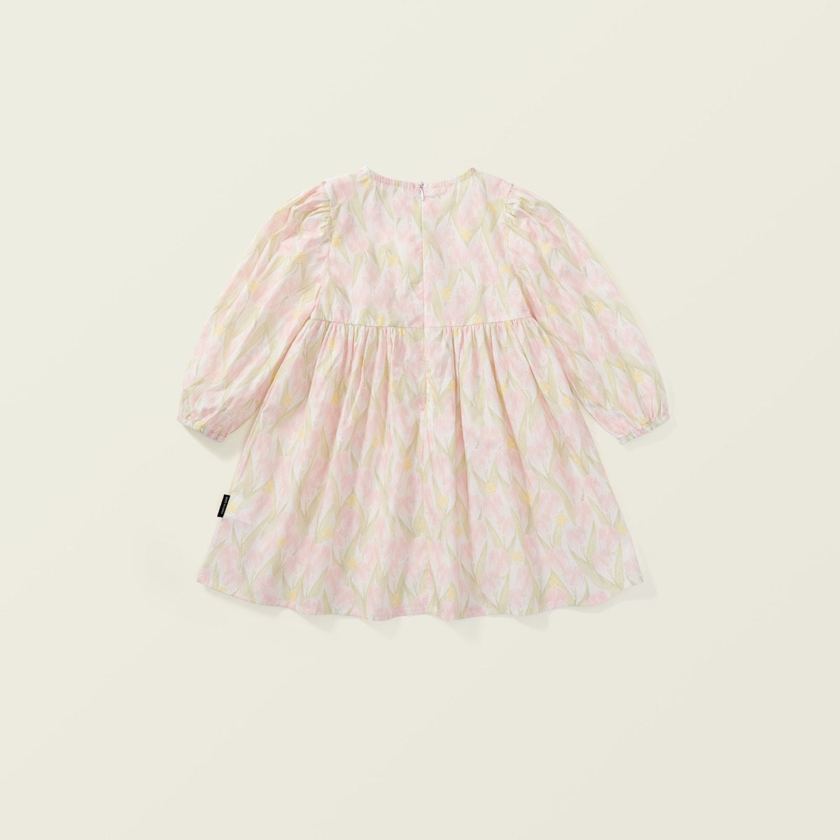 Girls Cotton Floral Princess Dress with Bubble Sleeves