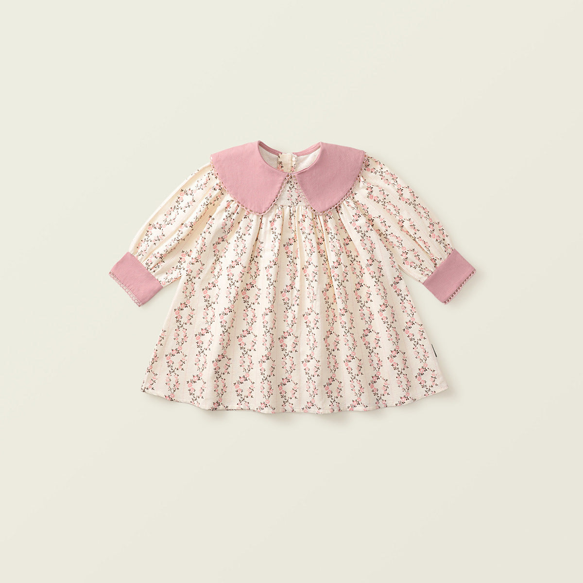 Girl's Countryside-Style Floral Long-Sleeve Dress