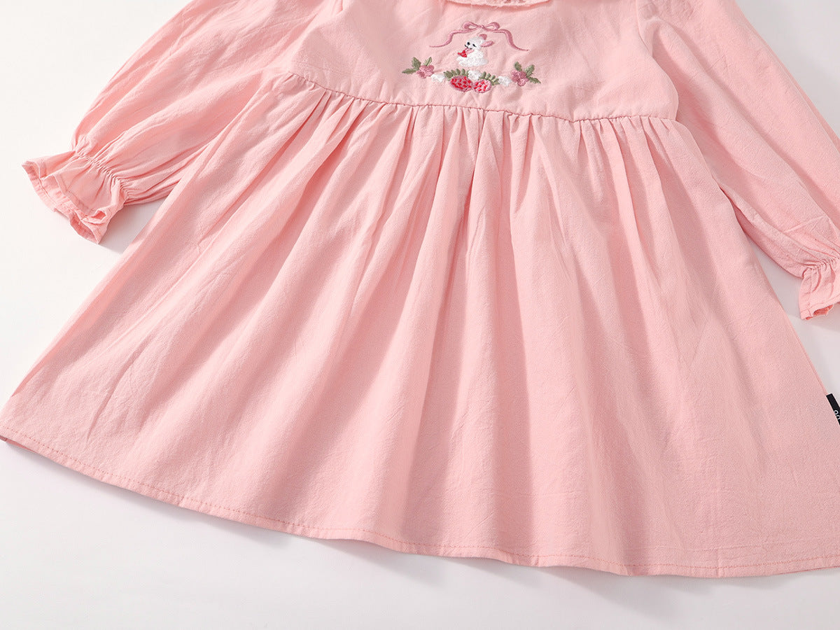 Girl's Embroidered Peter Pan Collar Dress