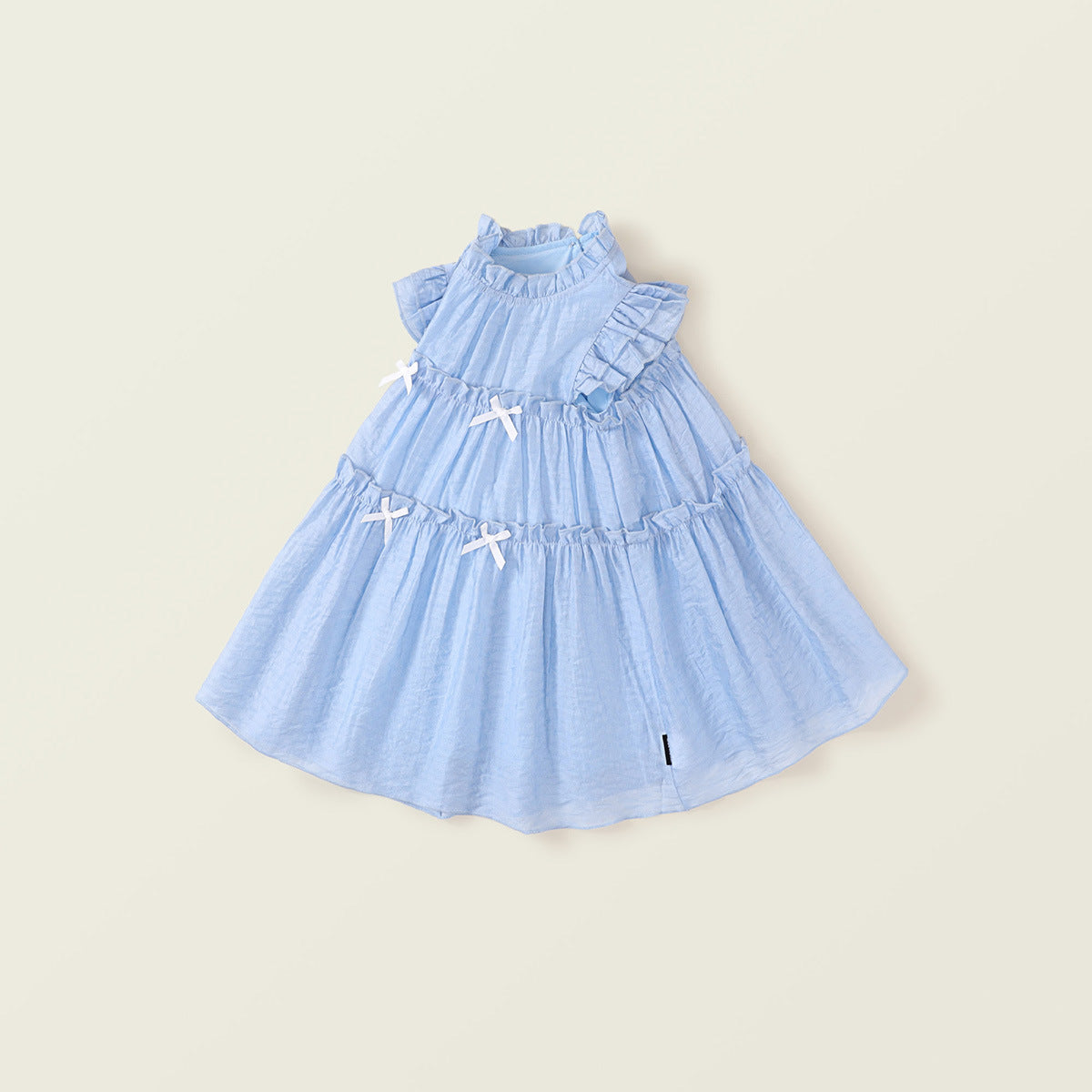 Girl's Blue Lace Flare Sleeve Resort Dress