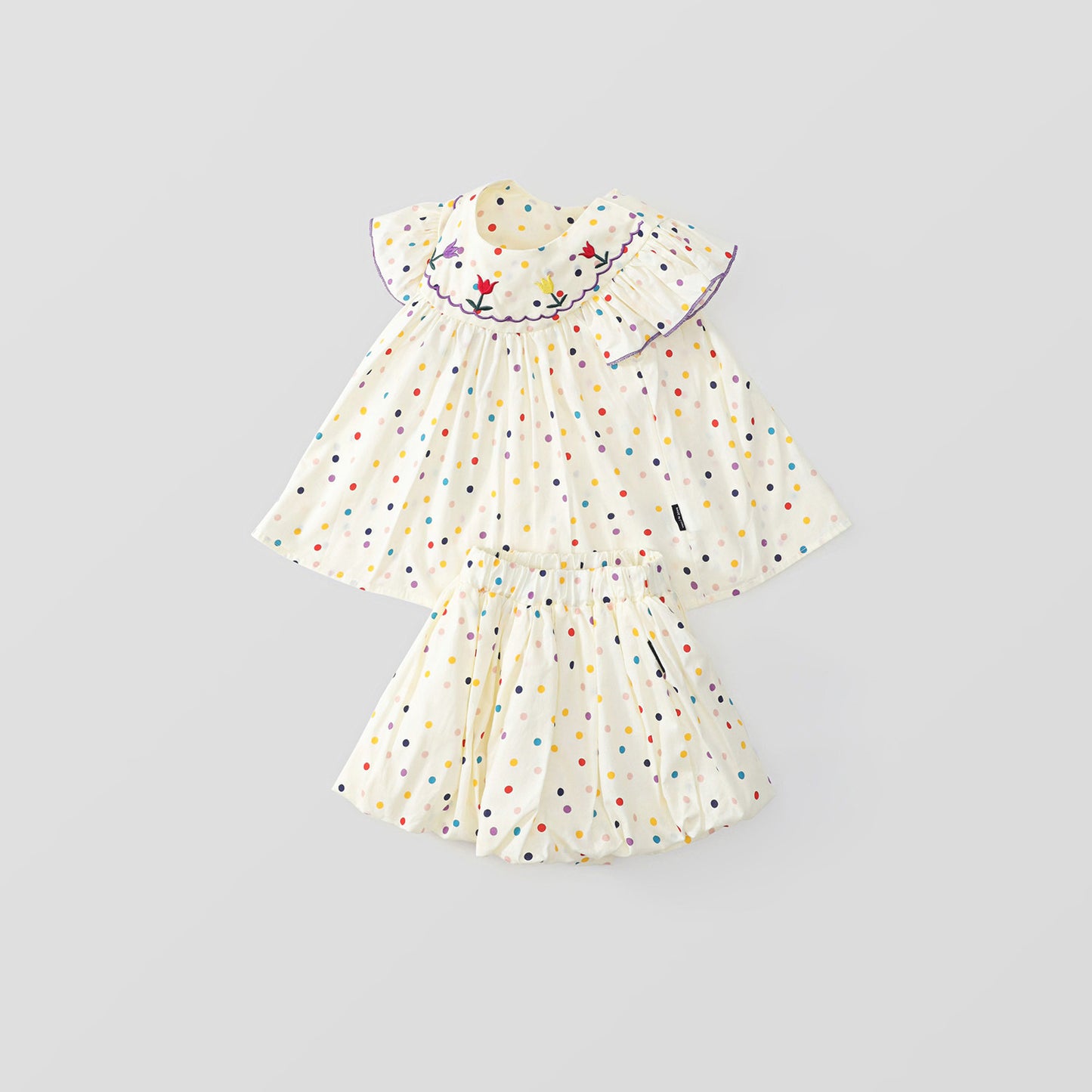 Girl's Baby Korean-Style Embroidered Top & Shorts Set