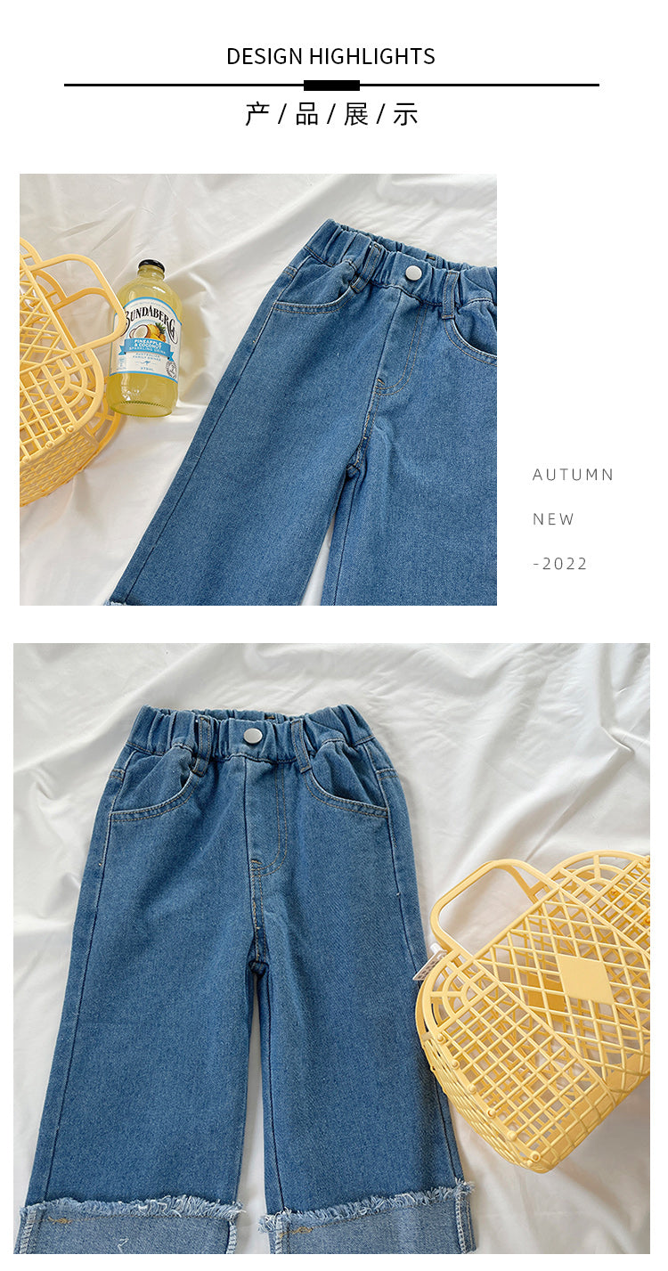 Girl's Autumn New Wide-Leg Jeans
