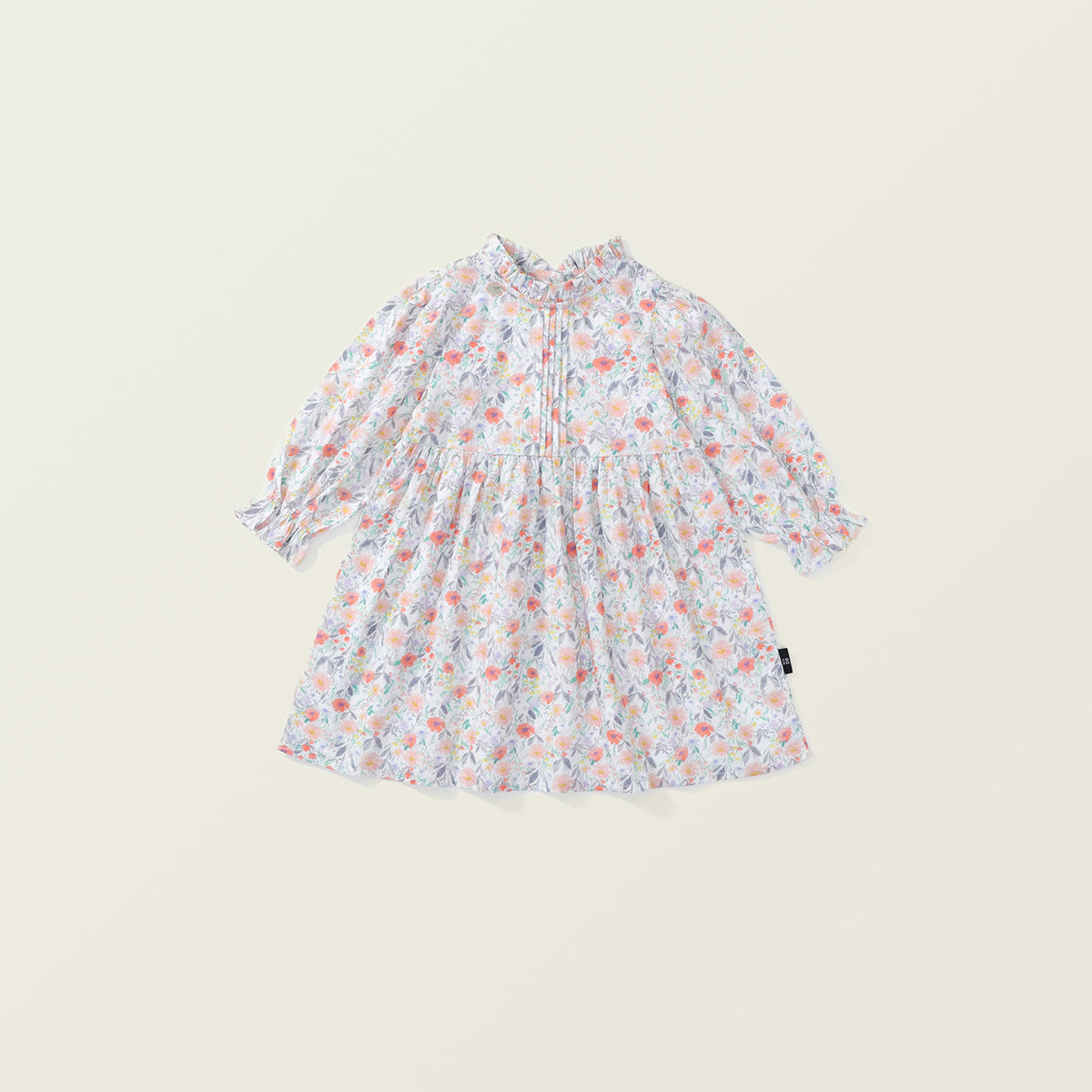 Girls Cotton Floral Princess Dress with Bubble Sleeves