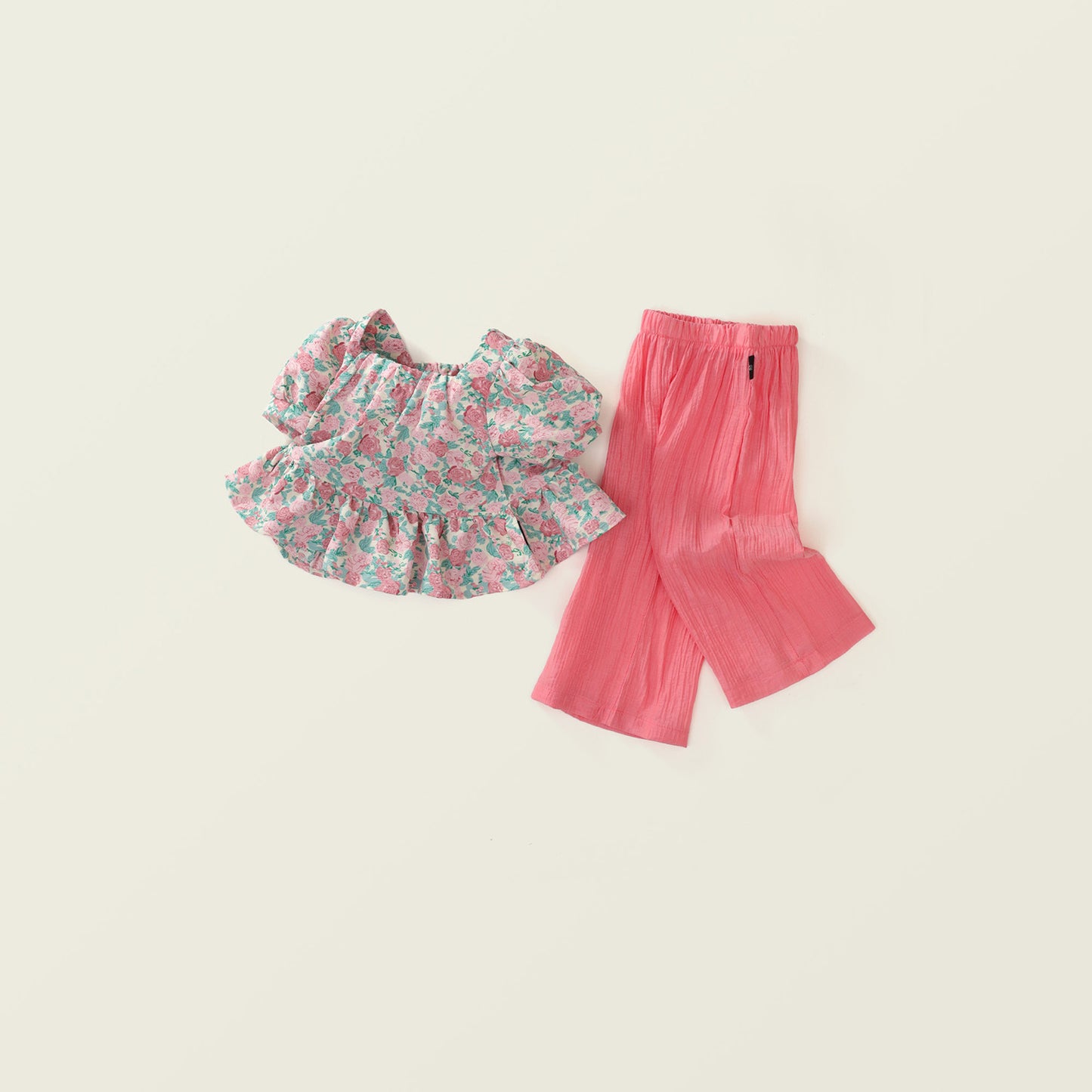 Girl's Pink Floral Summer Two-Piece Set