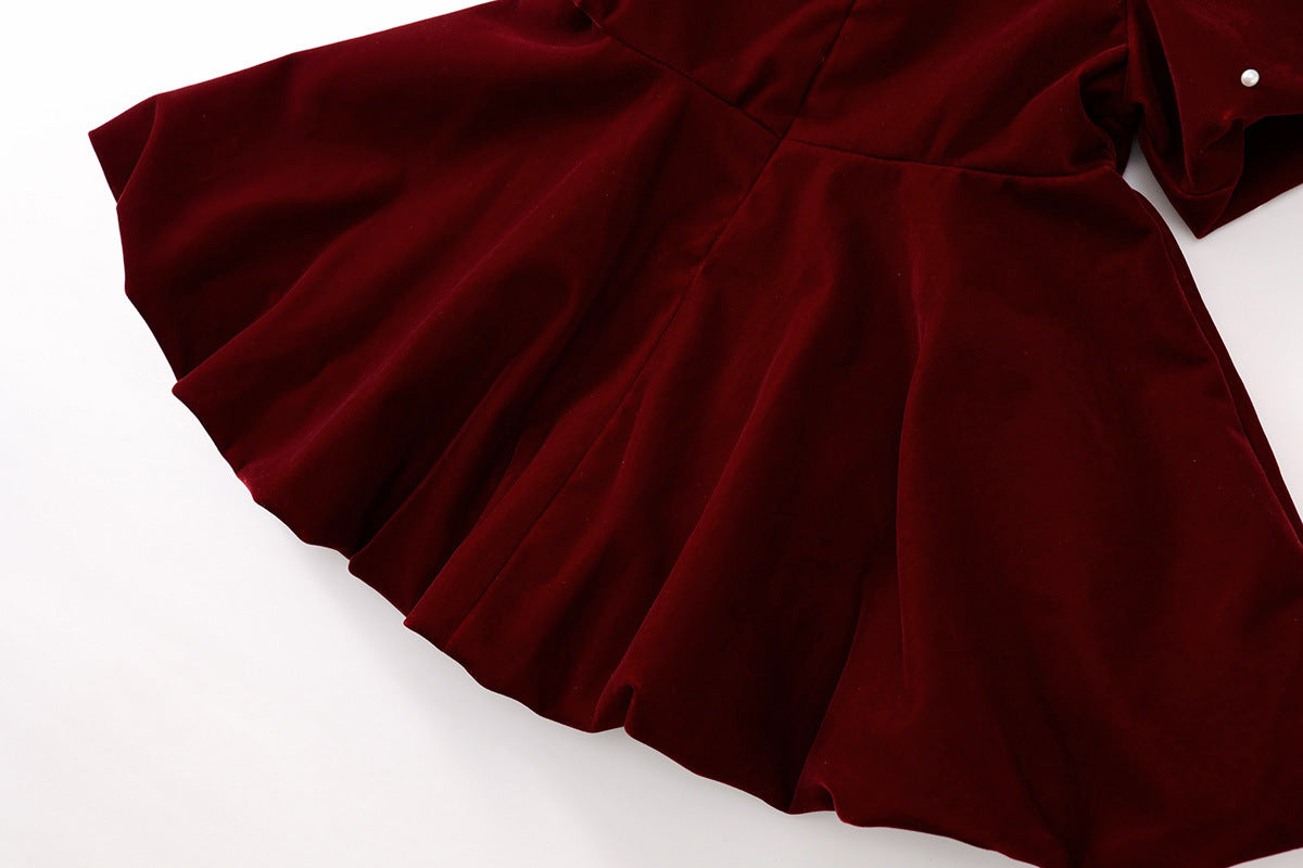 Girl's Red Velvet Dress