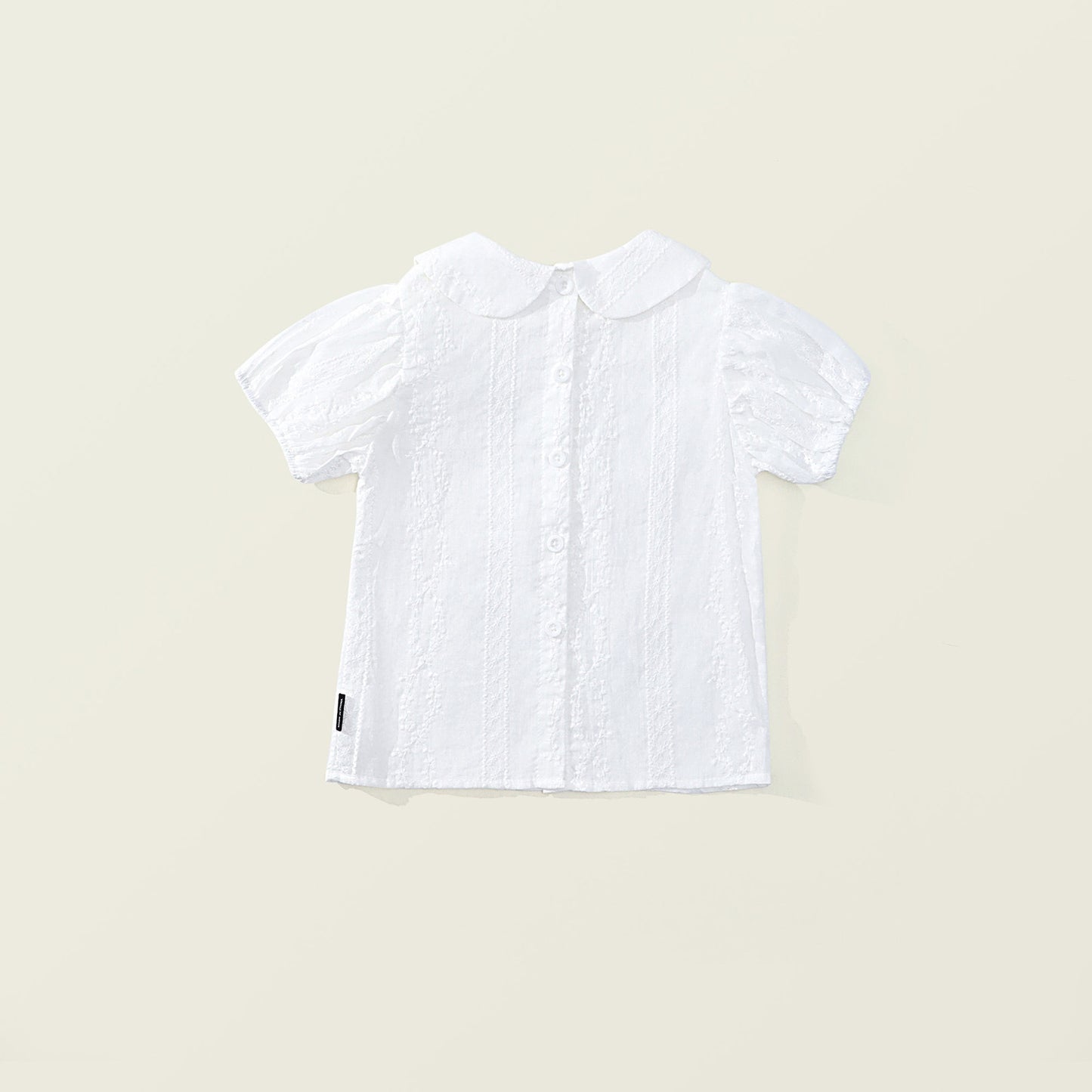 Girl's Summer Short-Sleeve White Shirt - Lace Peter Pan Collar K4125091