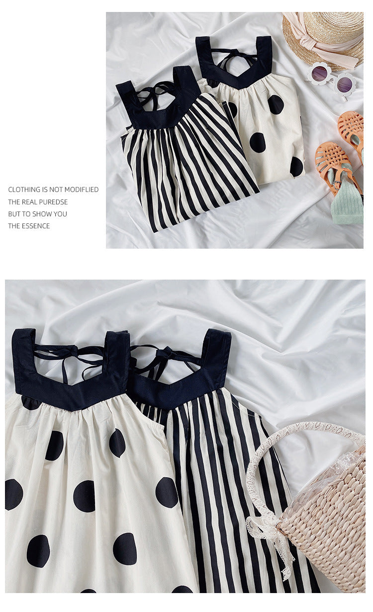 Girl's Summer Dotted Halter Dress - New Korean Style K3124501