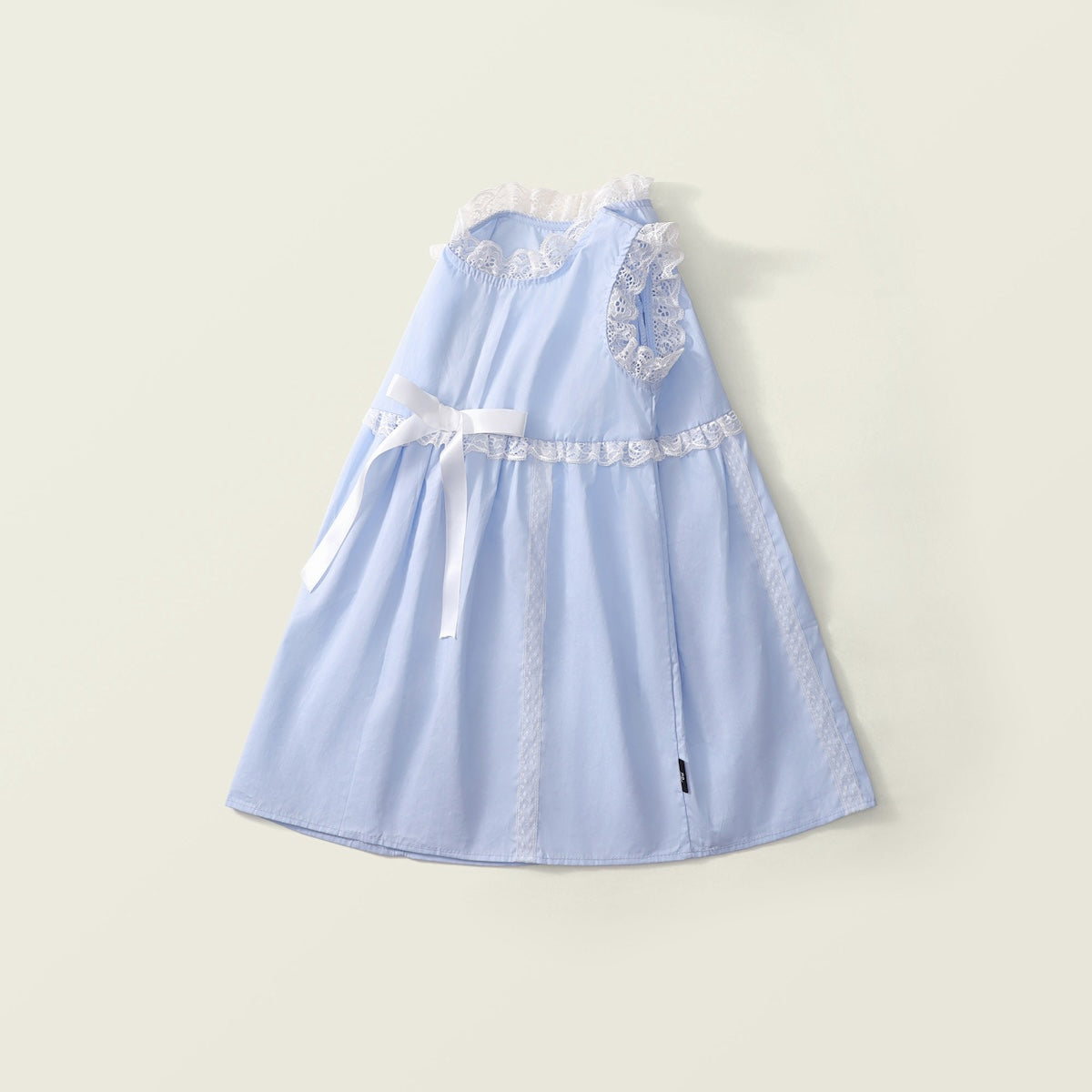 Girls' Lace-Patch Sleeveless Dress - Summer Blue