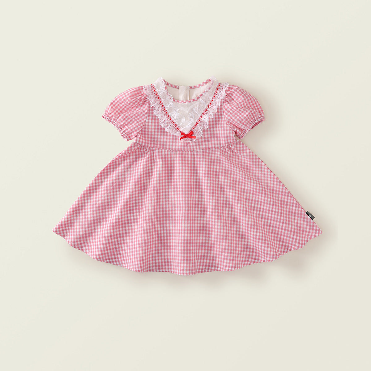 Girls' Red Plaid Short Sleeve Dress