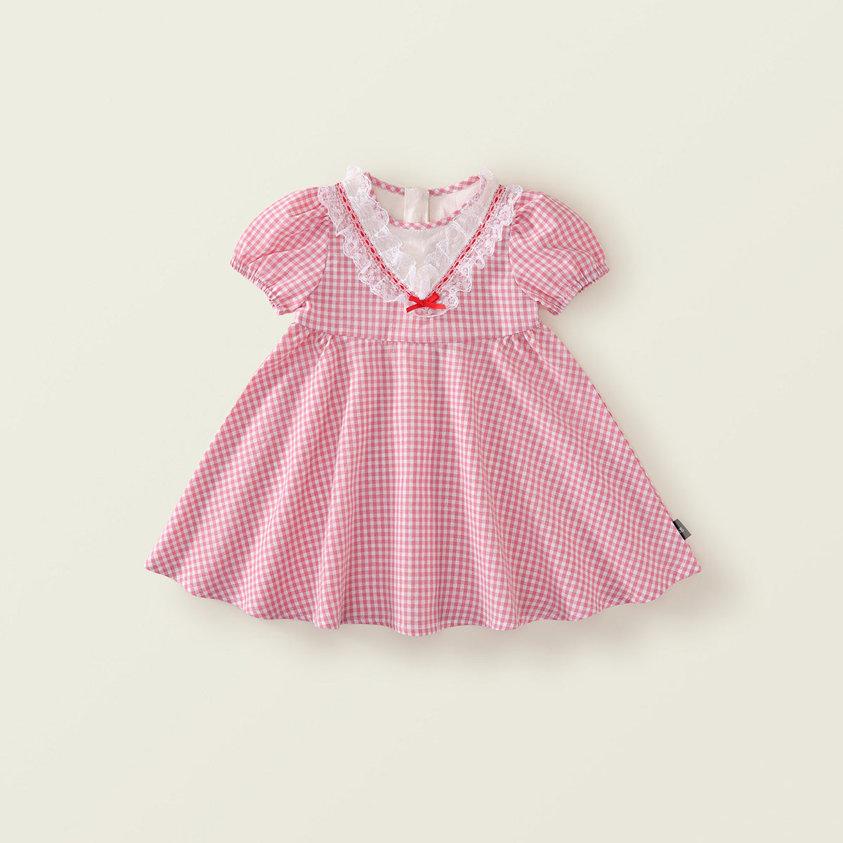 Girls' Red Plaid Short Sleeve Dress