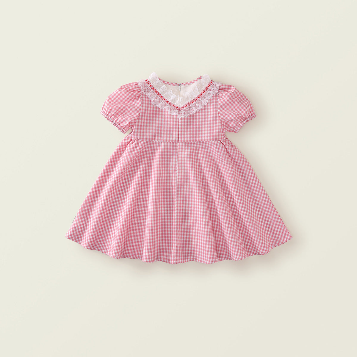 Girls' Red Plaid Short Sleeve Dress