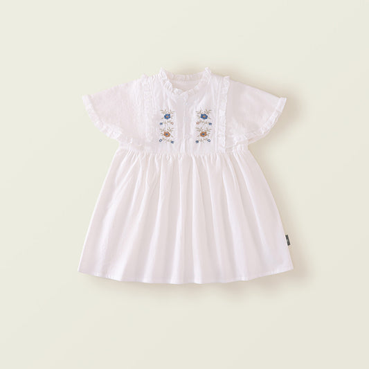 Girl's Cape-Style Embroidered Dress