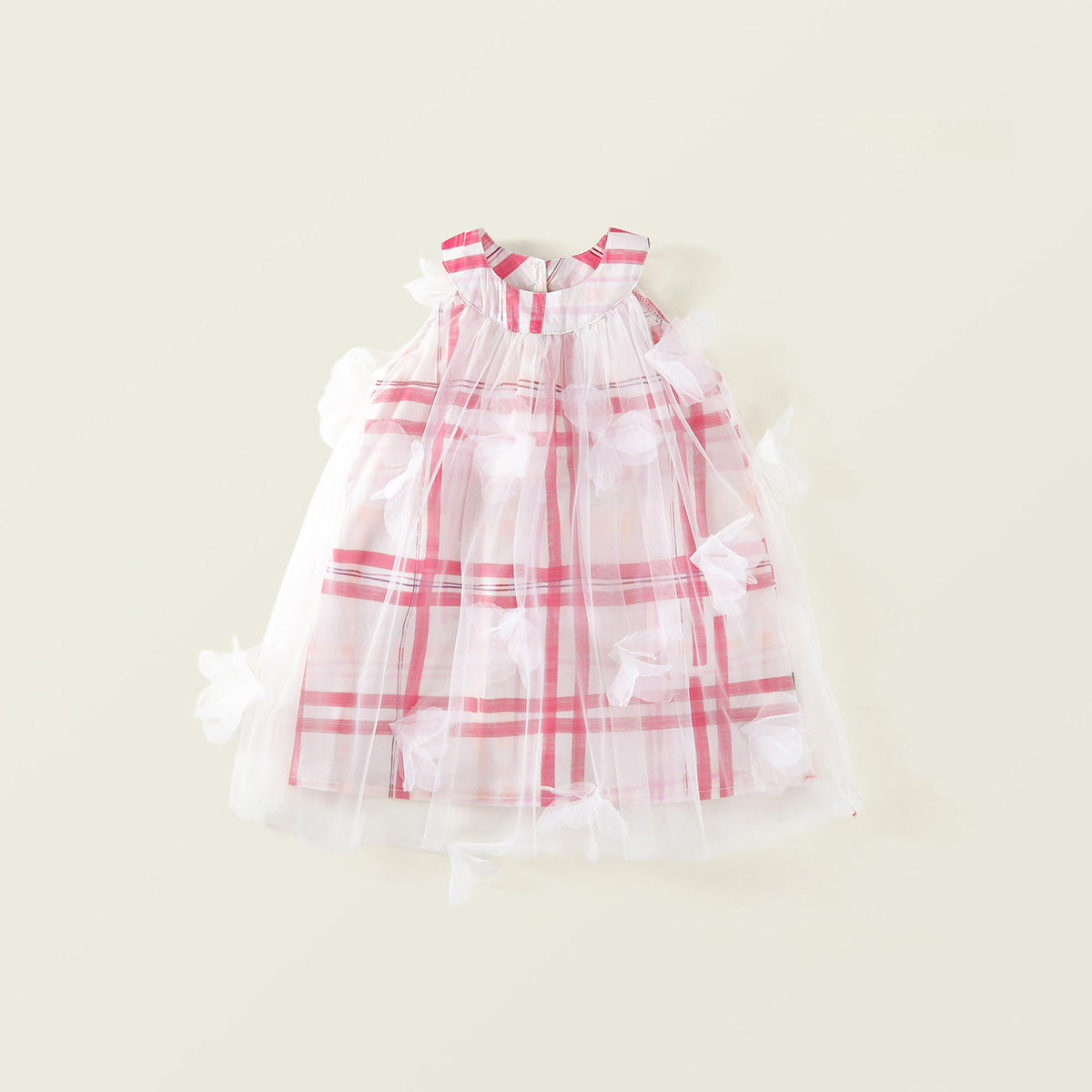 Tulle Plaid Flower Dress - K6125991