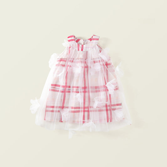 Tulle Plaid Flower Dress - K6125991