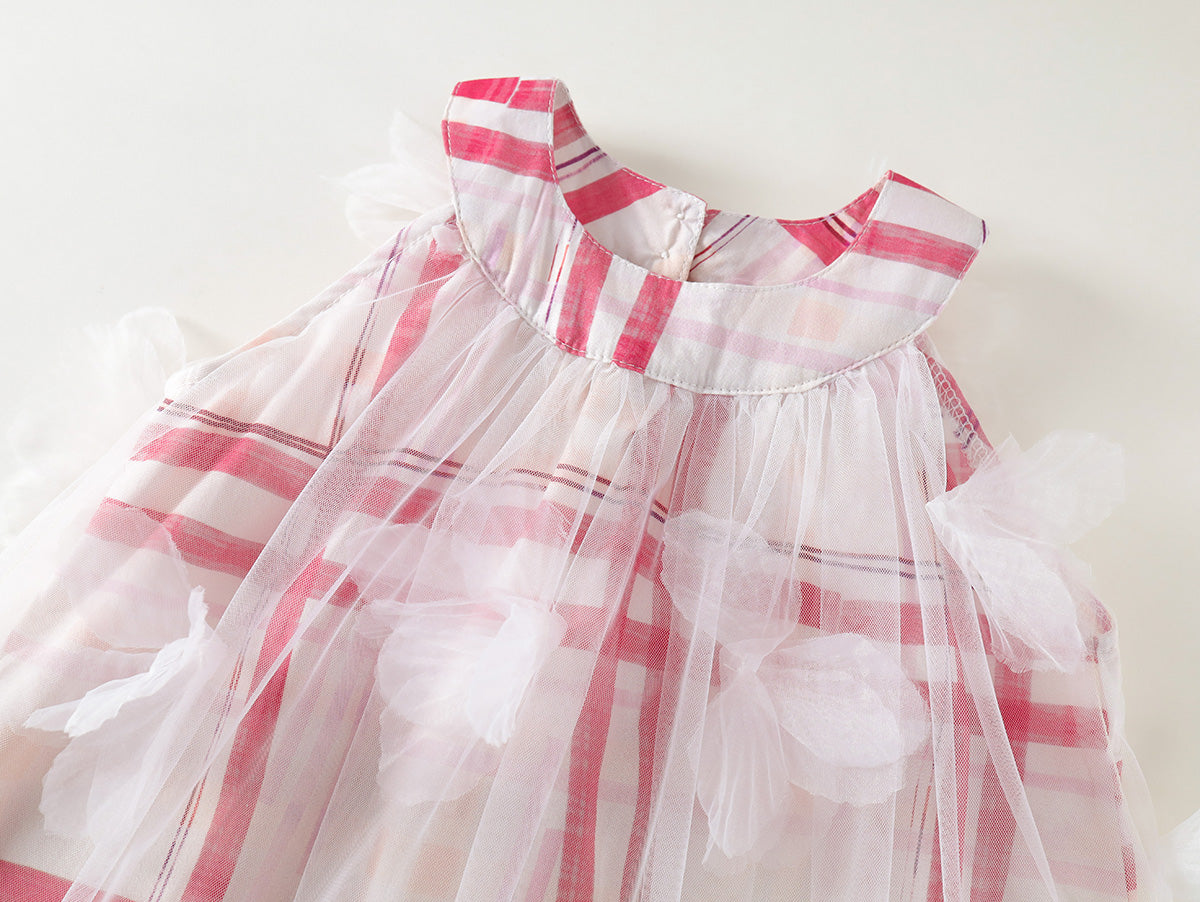 Tulle Plaid Flower Dress - K6125991