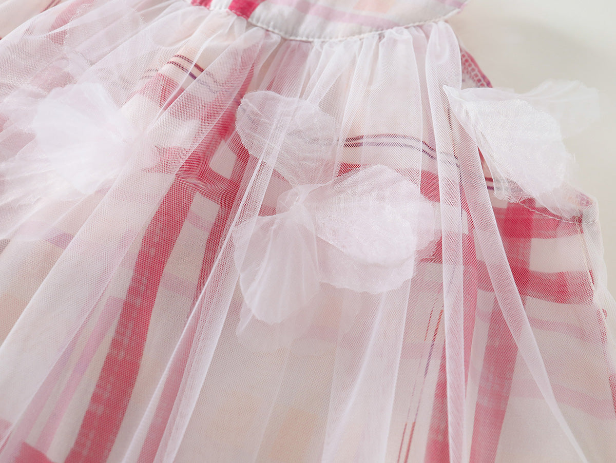 Tulle Plaid Flower Dress - K6125991