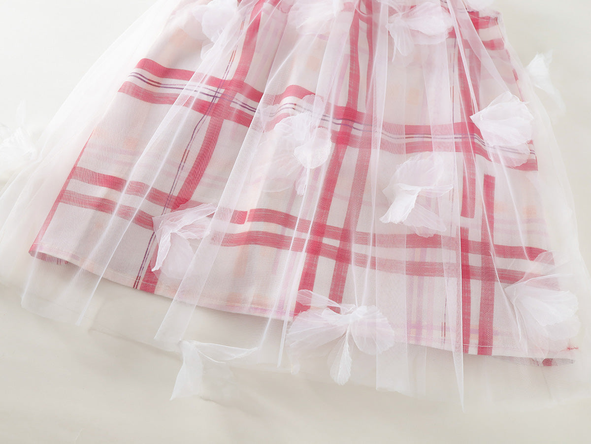 Tulle Plaid Flower Dress - K6125991
