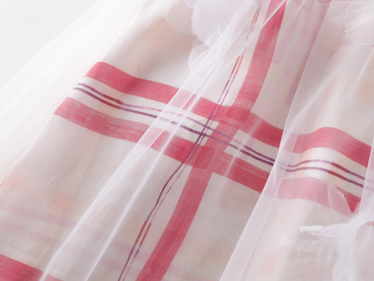 Tulle Plaid Flower Dress - K6125991