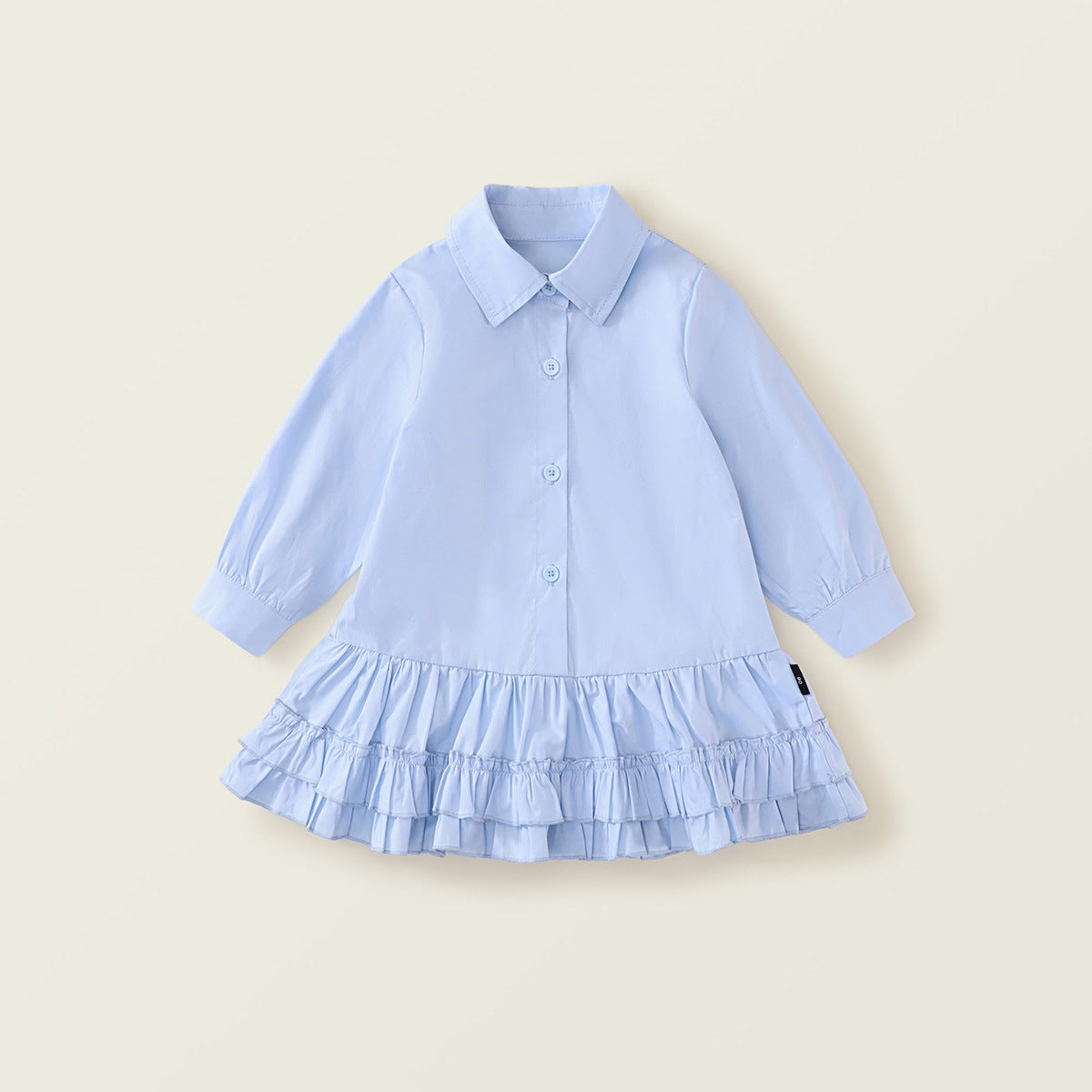Girls' Blue Pleated Lace Dress - Spring New Arrival