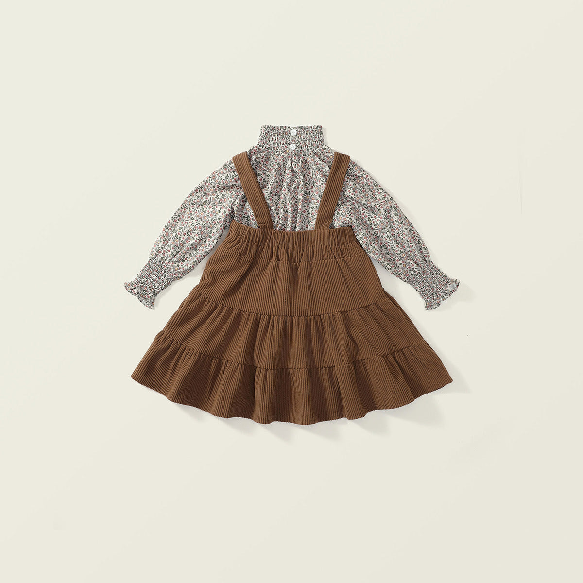 Girls Corduroy Dress & Floral Shirt Set