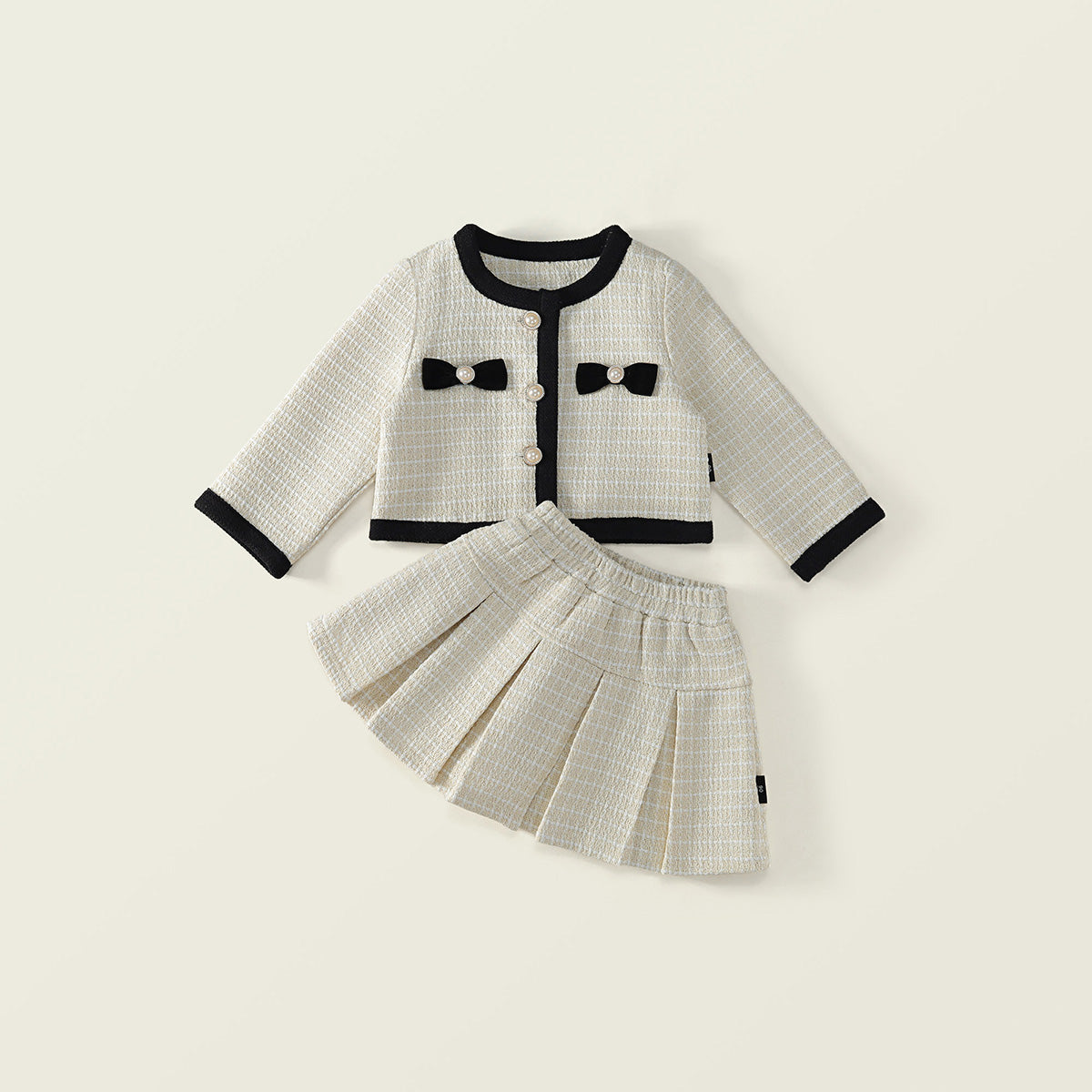 Girls 2025 Autumn Velvet Jacket & Plaid Skirt Set