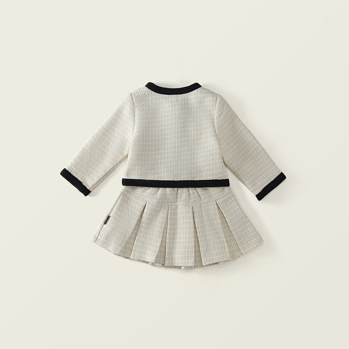 Girls 2025 Autumn Velvet Jacket & Plaid Skirt Set