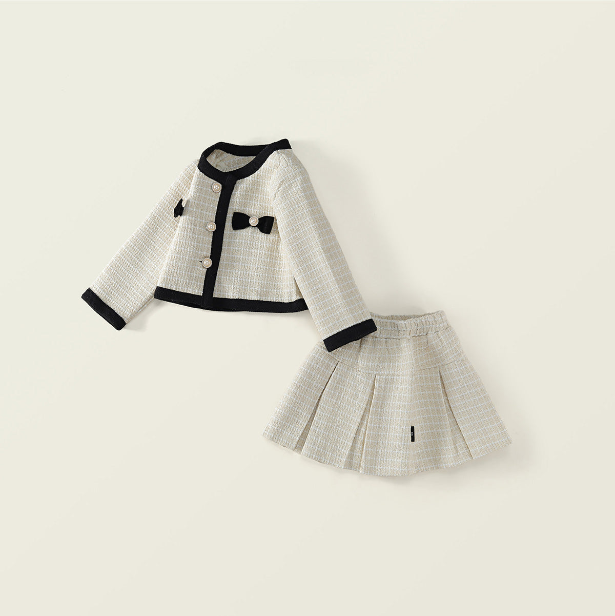 Girls 2025 Autumn Velvet Jacket & Plaid Skirt Set