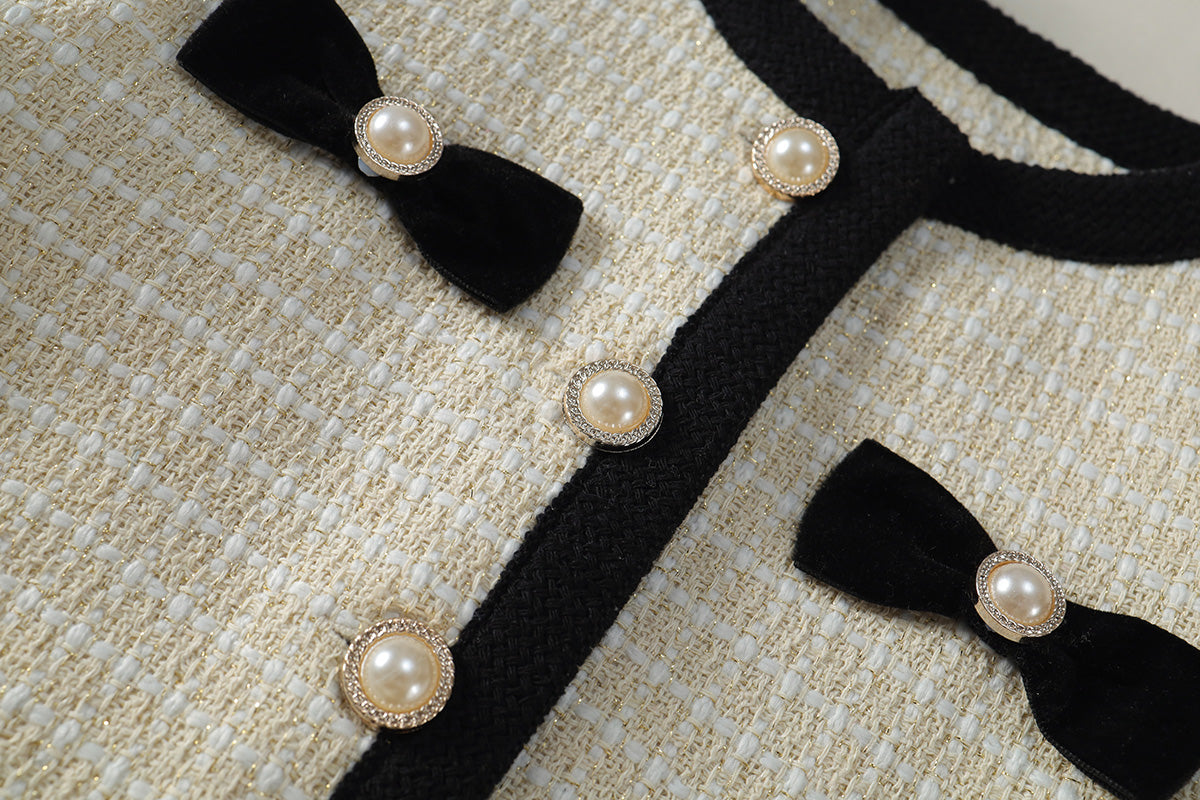 Girls 2025 Autumn Velvet Jacket & Plaid Skirt Set