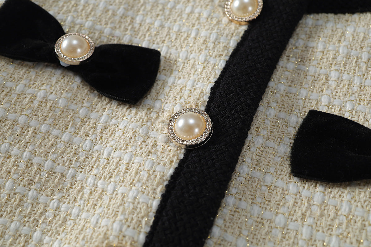 Girls 2025 Autumn Velvet Jacket & Plaid Skirt Set